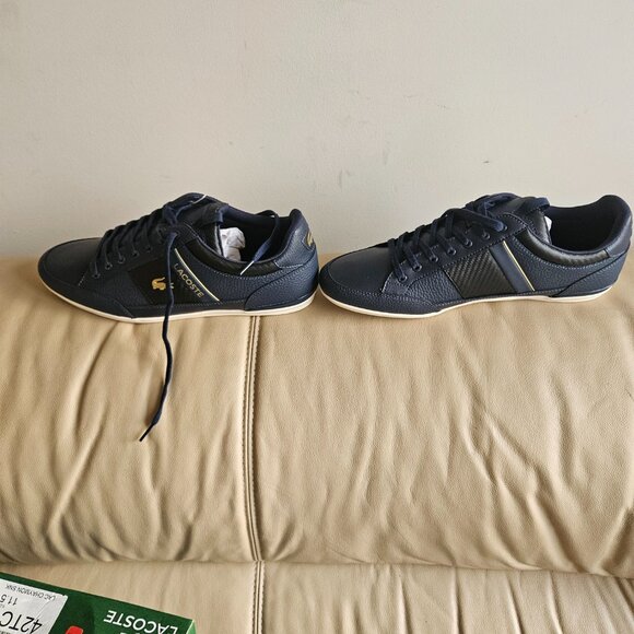 LACOSTE MEN'S LEATHER LACE-TO -TOE CHAYMON NAVY BLUE SNEAKERS US 11.5 BRAND NEW! - Picture 4 of 8